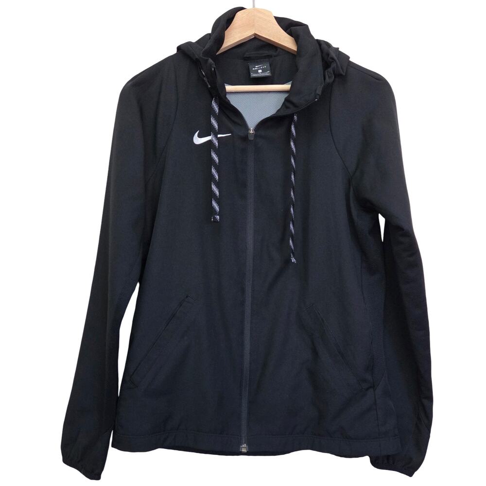 Nike Dri-Fit Full Zip Windbreaker Jacket Packable Hood Pockets Womens